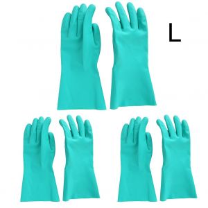 Lot de 3 paires de gants de travail en caoutchouc nitrile resistants aux produits chimiques, protection industrielle des mains. - Neuf