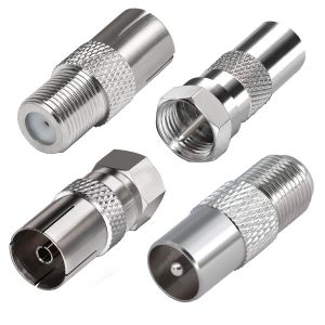 TV Antenna Adapter F Male Female to PAL TV Male/Female Coaxial Connector Kit for Satellite Cable Antenna Cable F-Type to Coaxial Adapter Kit 4pcs - Neuf