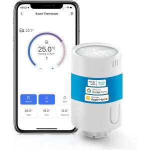 Tête Thermostatique Connectée (Sans Hub), Thermostat Wifi Compatible Avec Homekit, Alexa Et Google Home, Thermostat Pour Radiateur À Eau Chaude Avec Commande Vocale Et Contrôle À D[MAT790374] - Neuf