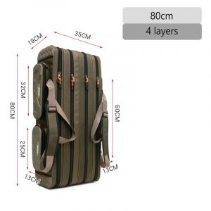 Sac De Canne À Pêche Multifonctionnel,Sacs De Matériel De Pêche 1680d Oxford,Mallette De Rangement D'équipement De Moulinet De Pêche Xa139g-4 Layer 80cm - Neuf