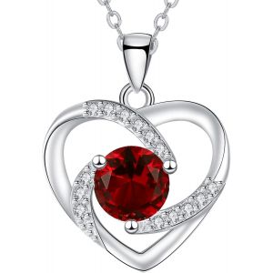 Kal-Lune Collier En Forme De Coeur Collier Pendentif Lune En Argent Sterling 925 Cadeau Bijoux Anniversaire Saint Valentin Pour Femme, Femmes, Maman, Filles - Neuf