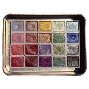Set De Peinture À L'aquarelle 20 Couleurs,Ensemble De Peinture Aquarelle Métallique,Peinture Solide Aquarelle Scintillante B - Neuf