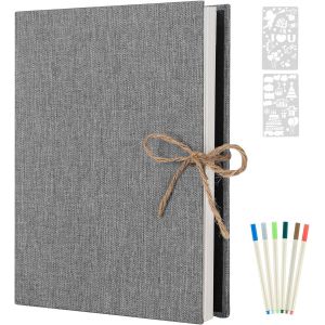 Album Photo Adh&eacute;sif Scrapbooking,Lin Traditionnel 60 Pages Blanche,Cadeau Maitre d'&eacute;cole Homme Femme Couple Cadeau Anniversaire Mariage (Gris) - Neuf