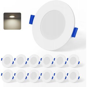Subzonal-Lot De 12 Spot Led Encastrable, 4w 370lm Spots De Plafond Extra Plat Blanc Neutre 4000k, Trou &iquest;65-85mm, Ac220-240v, Ip44 Spot Salle De Bain Led Pour Salon Cuisine, Non Dimmable - Neuf