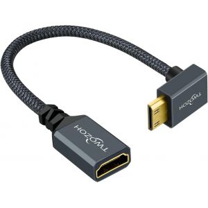 VornixorSarlshop-C&acirc;ble Adaptateur Mini HDMI vers HDMI Coud&eacute;, Nylon tress&eacute; vers le bas coud&eacute; &agrave; 90 &deg;, C&acirc;ble d'extension Mini HDMI vers HDMI compatible 3D/4K 1080p - Neuf