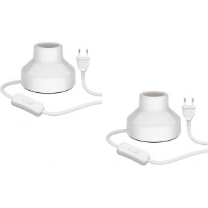 2 Pièces Lampe De Table Tix, Interrupteur, Porcelaine, Blanc, 1x E27 Max. 300w[Amp748058] - Neuf