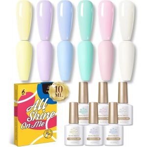 Vernis Gel Semi-Permanent Pastel, 10ml 6 Couleurs Printemps Été Macaron Jaune Vert Rose Soak Off Uv Led Vernis À Ongles Gel Pour Studio De Manucure Diy Home - Neuf