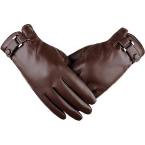 Homme En Cuir Gant, Hiver Chauds Mitaines Tactile Cachemire Doublure Gants Verser Conduite, Textos, Moto, Café - Neuf