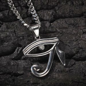 Yiluocd En Acier Inoxydable Oeil D'horus Colliers Pour Hommes Oeil D'aigle Pendentif Oeil Wedjat Oeil Égyptien Bijoux Lourds Audacieux - Neuf