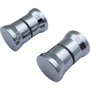 Lot de 2 boutons de porte ronds en verre chromé, poignées de tirage, pièces de rechange pour paroi de douche, pare-douche - Neuf