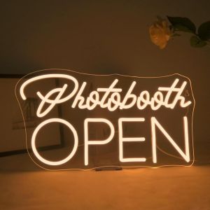 Photobooth Open Neon Led, Photobooth Led Neon White Pour D&eacute;coration Murale, Galerie De Photos Enseigne Lumineuse Pour Photographie,Peintures Murales,Mariages,C&eacute;l&eacute;brations De Fian&ccedil;ailles - Neuf