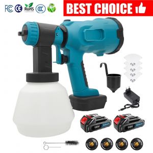 Pulv&eacute;risateur de peinture, pistolet &agrave; peinture HVLP sans fil avec 4 buses et 3 modes de pulv&eacute;risation, pulv&eacute;risateur de peinture portable haute puissance avec 2 batteries de 3,0 Ah - Neuf