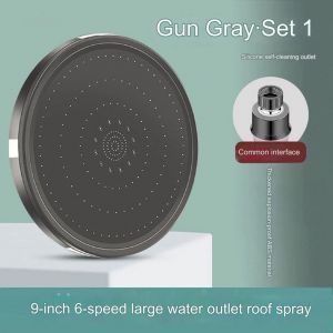 Pommeau de douche autonettoyant de 23 cm (9 po) &agrave; effet pluie avec 6 modes de jet r&eacute;glables - Neuf