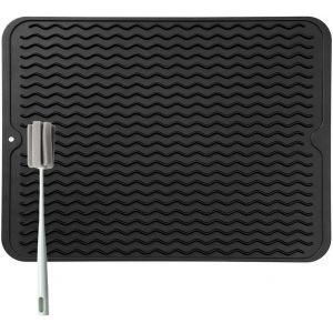 Cmws-Grand Tapis Egouttoir Vaisselle - Tapis Évier Épais Pour Un Séchage Rapide, 50 X 40 Cm Tapis De Séchage Avec Éponge Brosse, Sans Bpa, Égouttoir À Vaisselle Pliable - Antidérapant - Neuf