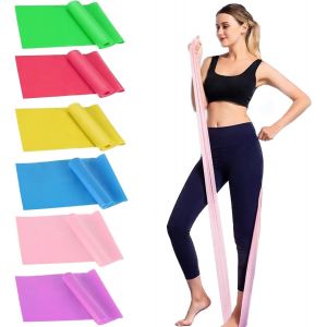 6 Pack Of 2m/1.8m Resistance Band For With 3 Levels Of Strength,Elastic Band For Physical Bodybuilding,Pilates,Yoga,Gymnastics For Men Women - Neuf