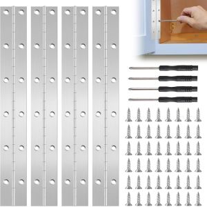 4 Pieces Charni&egrave;re Piano Acier Inoxydable 30 cm Charniere Continue &agrave; Tige Charniere Piano Porte Placard pour Bo&icirc;te de Rangement Armoires Bateaux Charniere Piano Invisible - Neuf