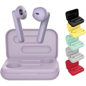 AYU-BE Pop Écouteurs Bluetooth 5.0 TWS - Écouteurs sans Fil Son Stereo 3D HD, Autonomie 25H, Etui de Chargement, Facile à Connecter, Micro Intégré, Légers et Confortables pour iPhone/Android (Violet) - Neuf