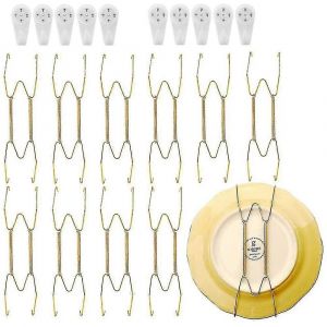 Cintres de plaque en acier inoxydable pour les murs Plaques décoratives Crochets Plat Diaplay Holder avec 10 pcs Wal - Neuf