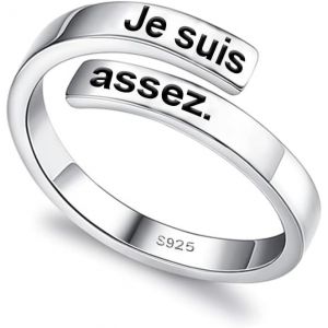 Kahfl-Bague Fille Ou Petite-Fille En Argent Sterling 925-Bague Réglable Inspirante Et Encourageante-Cadeau Pour Elle,Femmes Et Filles-Bague De Pouce (Je Suis Assez.) - Neuf