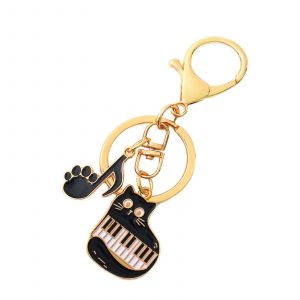 Keychain Avec Des Notes De Musique, Les Chats Et Piano Motifs - Sac De Charme Pour Les Sacs &Agrave; Dos, Sacs &Agrave; Main Et Cl&eacute;s De Voiture - Neuf