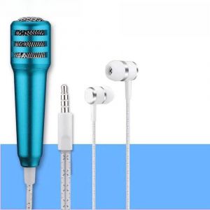 Mini Microphone Karaok&eacute; &Agrave; Condensateur Portable,Pour Smartphone,Tablette,Pc,Micro De Chant Portatif &Eacute;l&eacute;gant Avec Son Puissant.Bleu. - Neuf