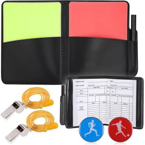 Acdsgd-Kit Carton Arbitre De Football, 2 M&eacute;tal Sifflet Arbitre Cartes Rouges Et Jaunes Arbitre Avec S&eacute;lecteurs Et Crayon, Carnet De Scores Pour Football Basketball Scolaires Sports Jeu - Neuf