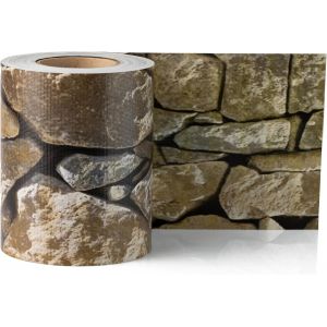 Ulteronixshop-Bandes brise-vue en PVC marron aspect pierre - Brise-vue - Film de cl&ocirc;ture double fil - 35 m x 19 cm - 450 g/m&sup2; - R&eacute;sistant aux UV - Opaque - Avec 20 clips de fixation - Neuf