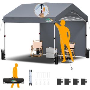 Subzonal-Tonnelle Pliante 3x3m Avec 1 Parois Imperm&eacute;able, Barnum Pliant 3x3 Professionnel Protection Uv, One-Push Pop Up Carports Garage Tent Pour F&ecirc;te Plage Terrasse Camping (3 Par 3m Gris) - Neuf