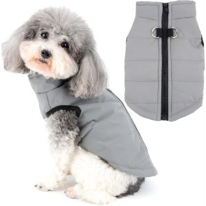 Kalanka-Sweats &Agrave; Capuche Pour Chiens De Petite Taille Manteaux D'hiver Pour Chiot Chat Rembourr&eacute; Gilets Fermeture &Eacute;clair Animaux V&ecirc;tement Pour Chihuahua Yorkie Gris Xs - Neuf