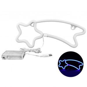Hjlian Lampe Neon Led En Forme De Meteore, Decoration De Fete D'anniversaire, Mariage, Demande En Mariage, Bleu - Neuf