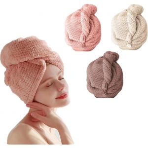 Pcs Cheveux Serviettes, Microfibre De Séchage De Serviettes De Bain, Séchage Rapide Turban Serviettes, Super Absorbante, Sèche-Cheveux Casquette, Serviette De Bain Pour Femmes - Neuf