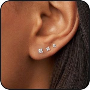 Kal-Paires Boucles D'oreilles Femme Petites Clou D'oreilles Mini Boucles D'oreilles Fleur Cz Boucles D'oreilles Pour Multiples Oreilles Boucles D'oreilles Pour Femmes - Neuf