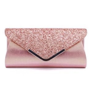 Pochette enveloppe rose brillante pour femme avec cha&icirc;ne - Neuf