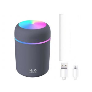 Purificateur d'air de voiture avec humidificateur USB et lumi&egrave;re LED grise - Neuf