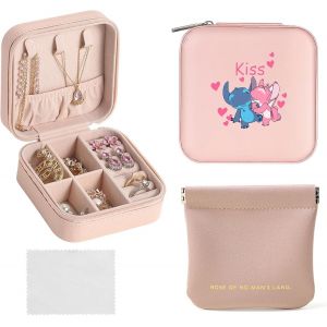 Trahoo-Lot 3 Boîte À Bijoux Petit Boite A Bijoux Femme Boite À Bijoux De Voyage Coffret À Bijoux En Cuir Pu Pour Femme Et Fille Cadeau Pour Mariage Anniversaire Noël,Bracelets,Colliers Et Montres,Ros - Neuf