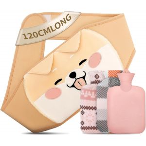 JGD-Bouillotte Ceinture 3 En 1 - Bouillotte Regles Douloureuses - Bouillotte Eau Chaude 1 L En Caoutchouc Avec Housse En Peluche Douce - Amovible - Pour Soulager Cou, &Eacute;paules, Dos, Taille - Neuf