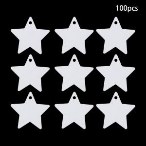 Lot de 100 etiquettes de message en forme d'etoile pour vetements, fete de mariage, 6 x 6 cm (blanc) - Neuf
