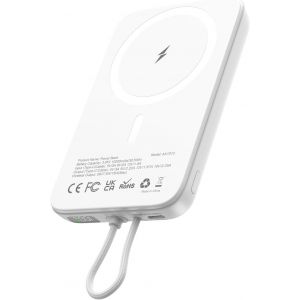 Magnetic External Battery With Built-In Usb-C Cable, 10000 Mah 22.5 W Wireless Power Bank Usb C In & Out, Quick Charge For Iphone 16/15/14/13/12 Series, Ipad, Galaxy - Neuf