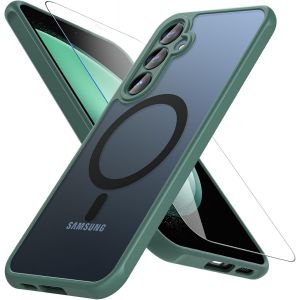 Eryi-Coque Pour Samsung Galaxy S23 Fe 5g, Compatible Avec Magsafe Avec Verre Trempé, [Protection Militaire] Magnétique Coque Samsung S23 Fe Étui Arrière Housse Fine Antichoc Case Pour S23 Fe, Vert - Neuf