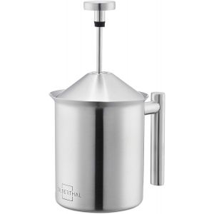 LETNERNY-Mousseur A Lait Manuel Inox 400 Ml - Avec Échelle Graduée - Emulsionneur Barista Idéal Mousse De Lait Cappuccino Et Latte Macchiato - Neuf