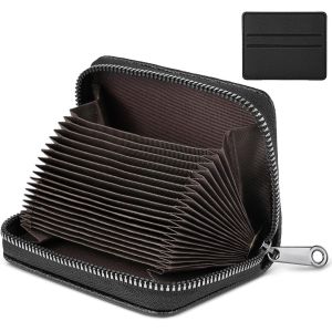 CAUC-Porte Carte, Porte Carte RFID Homme Femme, Porte Cartes de Cr&eacute;dit, Porte Cartes Cuir Blocage RFID, Portefeuille Fermeture Eclair avec Titulaire de la Carte de cr&eacute;dit Cash et ID - Neuf