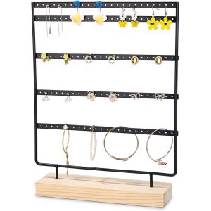 Mevronisshop-Porte Bijoux, Presentoir Bijoux Avec Base En Bois, Porte Boucle D'oreille Pour Pr&eacute;senter Les Boucles D'oreilles, Convient Pour Ranger Les Boucles D'oreilles, Les Clous D'oreilles Et Autr - Neuf