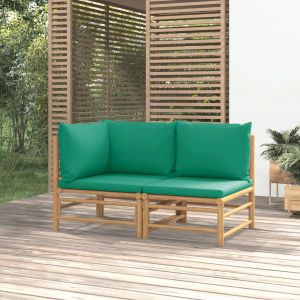 Prolenta Premium - Salon De Jardin 2 Pcs Avec Coussins Vert Bambou - Neuf