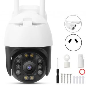 Camera PTZ Wi-Fi 1080p 10 lumieres, etanche IP66, avec suivi intelligent et alarme, pour la securite de la maison, prise 100-240 VAU - Neuf