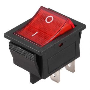 Interrupteur à bascule DPST 4 broches éclairé en rouge 16A 20A 250V AC Snap-In On/Off - Neuf