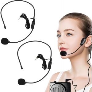 CFRY-Pack De 2 Câble Microphone Casque Audio 3,5 Mm Noir, 1M Portable Pour Systèmes De Microphone, Amplificateurs De Voix, Haut-Parleurs - Idéal Pour Enseignants, Conférences, Guides Touristiques - Neuf