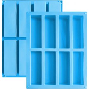 AYUHR-2 Moules à Barres de Céréales avec 8 Cavités, Moule Antiadhésif en Silicone pour Chocolat, Moule en Silicone pour Muffins, Brownies, Pain de Maïs, Gâteau au Fromage, Pudding(Bleu) - Neuf