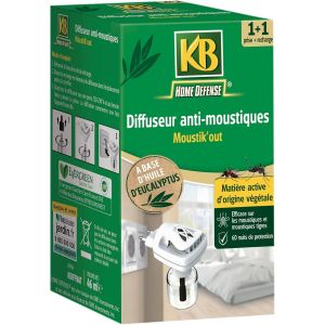 KALANKA-KDIFFNAT - Diffuseur Prise Anti-Moustiques Sans Insecticide - A base d'huile eucalyptus - Protège des moustiques tigres pendant 60 nuits - 1 diffuseur = 20m² - Neuf
