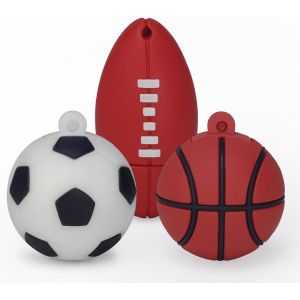 Clé USB 2.0 en silicone, motif football, basket-ball, rugby, 8 Go - Neuf