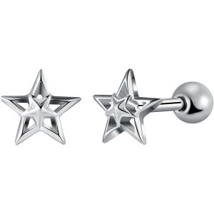 Kal-Hommes Boucles D'oreilles Étoile En Acier Inoxydable: Femmes Clous D'oreilles Etoile De Noël -Boucle D'oreille Cartilage Piercing -Bijoux Fantaisie Adolescent Décoration - Neuf